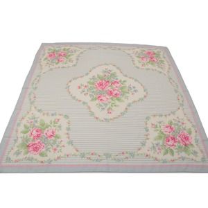 Vintage Avon Pink Roses Large Scarf 34 x 45 Blue Stripes 34 x 35 Polyester